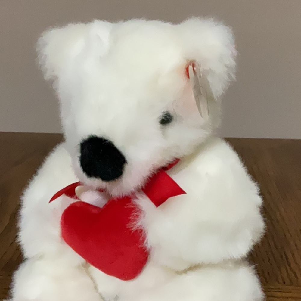 Ty Romeo holding stuffed red heart ♥️ Valentine 💘 stuffed bear